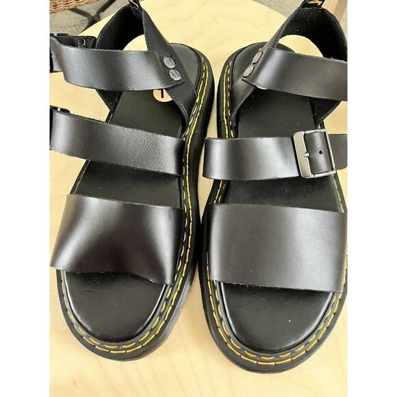 DR MARTENS MEN's 11 GRYPHON DOUBLE STITCH BRANDO BLACK LEATHER SANDALS NEW - Picture 6 of 9